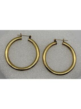 Vintage 14K Gold Hoop Earrings SMG Hallmark Hollow Tubular Designs 4 Grams 1990s
